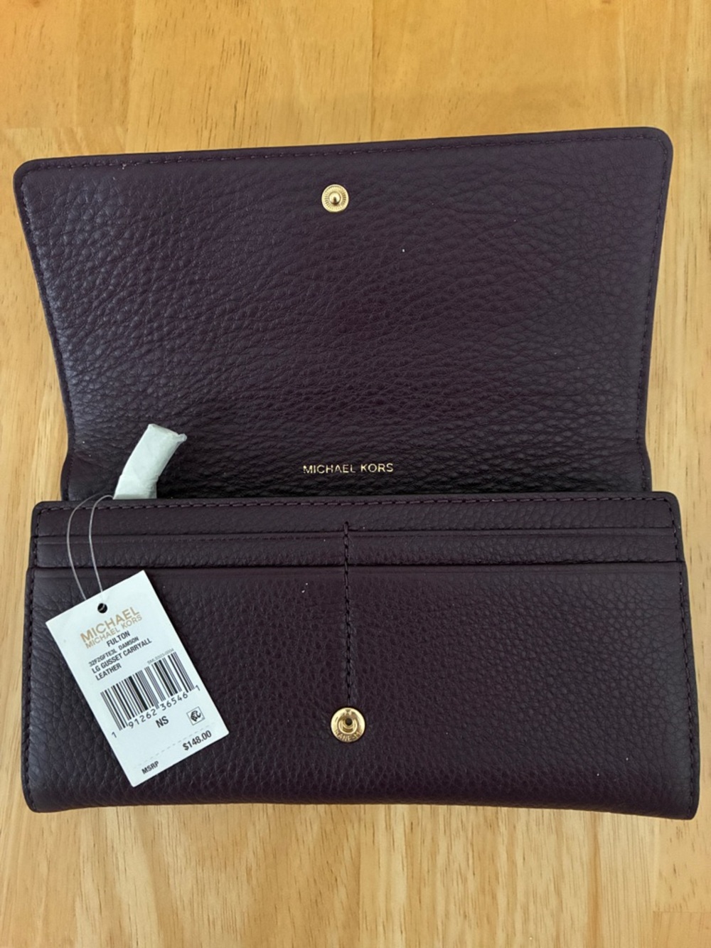 Michael Kors Burgundy Leather MK Logo Wallet NWT - Picture 6 of 6